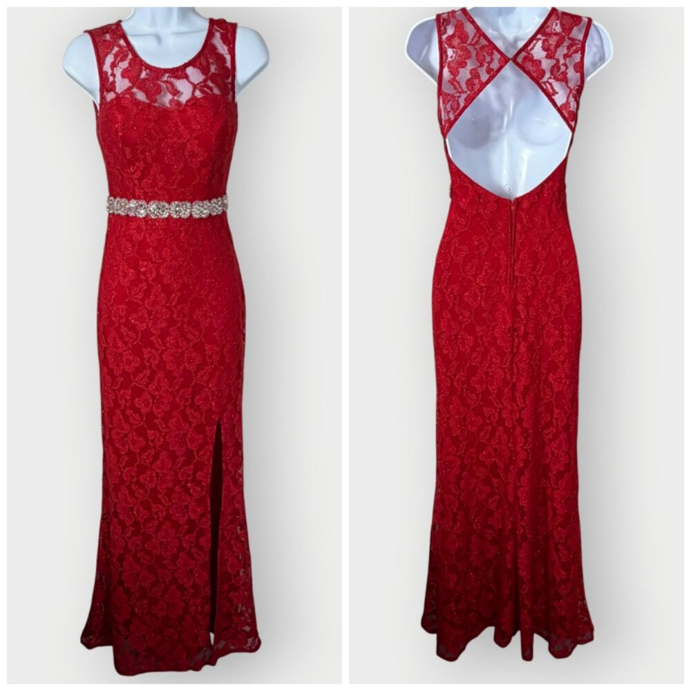 Y2K NOS City Studio Maxi Dress | 3 | Red Lace | Prom HOCO Whimsigoth Vamp